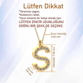 S Harfli Altın Taşlı Kolye TD100