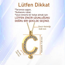 Ç Harfli Altın Taşlı Kolye TD100