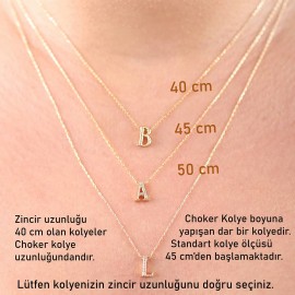 B Harfli Altın Taşlı Kolye TD80